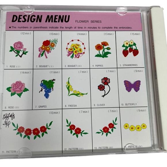 Janome 8000 Memory Card #3 Flower Series Vintage Embroidery Memory Card - Picture 2 of 8